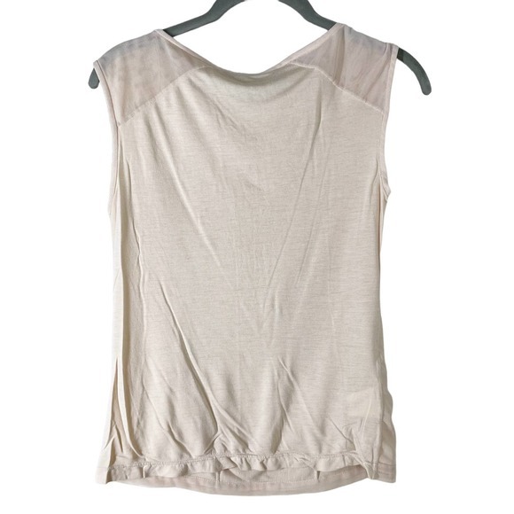 BCBGMaxAzria Women's Sleeveless Dafina Blouse Size XS Laser Cut Mesh Tan Beige - Picture 4 of 5